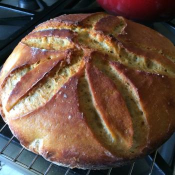 Happy Sourdough boule first slice